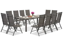 Mobili da giardino Garden Point in alluminio grigio con grande tavolo Polywood Verona per 12 persone