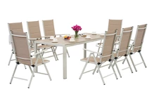 Mobili da giardino in alluminio con grande tavolo Polywood Verona per 8 persone Garden Point beige