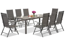 Mobili da giardino in alluminio grigio Garden Point con grande tavolo Polywood Verona per 8 persone