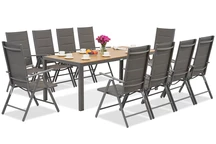 Mobili da giardino in alluminio grigio Garden Point con grande tavolo Verona Wood per 10 persone
