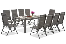 Mobili da giardino in alluminio grigio Garden Point con grande tavolo in Polywood Verona per 10 persone