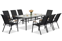Mobili da giardino in metallo Modena/Bitonto per 8 persone con grande tavolo Garden Point nero