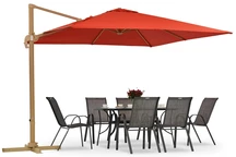 Ombrellone Siena 3x3m in legno con copertura rossa Garden Point