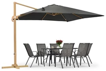 Ombrellone da giardino Siena 3x3m in legno con copertura antracite Garden Point
