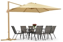 Ombrellone da giardino Siena 3x3m in legno con copertura beige Garden Point