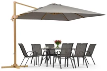 Ombrellone da giardino Siena 3x3m in legno con copertura grigia Garden Point