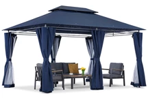 Padiglione da giardino Ibiza 3x4m blu navy con zanzariera Garden Point