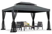 Padiglione da giardino antracite con zanzariera Valencia 3x4 m Garden Point