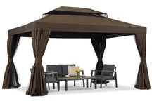 Padiglione da giardino con zanzariera e tende Valencia 3x4 marrone Garden Point