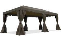 Padiglione da giardino marrone con tende Valencia 3x6 m Garden Point