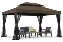 Padiglione da giardino marrone con zanzariera Valencia 3x4 m Garden Point