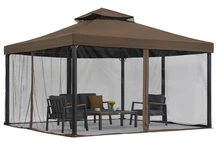 Padiglione da giardino marrone con zanzariera Valencia 4x4m Garden Point