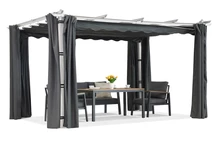 Pergola da terrazzo Barbados 3x4 m con tende Garden Point bianco-antracite