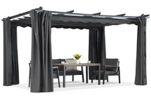 Pergola da terrazzo Barbados 3x3 m con tende Garden Point beige antracite (1)