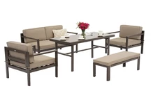 Set 4 mobili da giardino Porto Apetito con panca marrone Garden Point