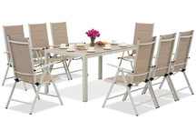 Set da giardino in alluminio Polywood Verona per 8 persone Garden Point beige