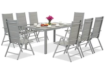 Set da giardino in alluminio Polywood Verona per 8 persone Garden Point grigio chiaro
