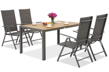 Set da giardino in alluminio Verona Wood per 4 persone Garden Point grigio