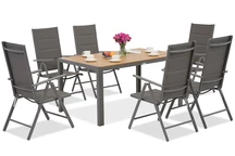 Set da giardino in alluminio Verona Wood per 6 persone Garden Point grigio