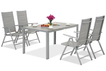 Set da giardino per 4 persone in polipropilene Verona Garden Point grigio chiaro