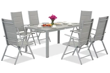 Set da giardino per 6 persone in polipropilene Verona Garden Point grigio chiaro