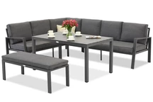 Set di 5 sedute angolari con panca Zakintos Comida antracite Garden Point