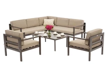Set di mobili angolari Garden Point per 4 persone Porto Corner 6 marrone