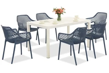 Set di mobili da giardino King/Aria bianco e blu per 6 persone Bica