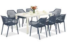 Set di mobili da giardino King/Aria bianco e blu per 8 persone Bica