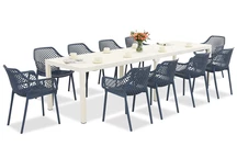 Set di mobili da giardino King Double/Aria bianco e blu per 10 persone Bica