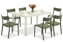 Set di mobili da giardino King/Provence bianco e verde per 6 persone Bica