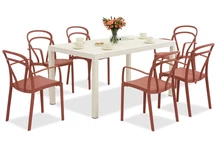 Set di mobili da giardino King/Vague bianco e rosso per 6 persone Bica
