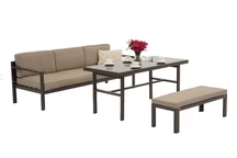 Set di mobili da giardino Porto Apetito Comfort 3 con panca marrone Garden Point