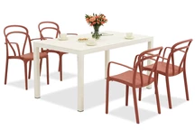 Set di mobili da giardino bianchi e rossi per 4 persone Bica