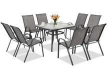 Set di mobili da giardino in metallo grigio Modena per 8 persone con tavolo quadrato Garden Point