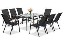 Set di mobili da giardino in metallo nero Modena/Bitonto per 8 persone Garden Point