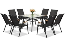 Set di mobili da giardino in metallo nero Modena/Bitonto per 8 persone con tavolo quadrato Garden Point