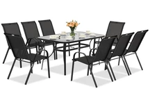 Set di mobili da giardino in metallo nero Modena per 8 persone Garden Point