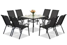 Set di mobili da giardino in metallo nero Modena per 8 persone con tavolo quadrato Garden Point