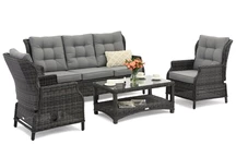 Set in technorattan Malaga Coffee 5 antracite Garden Point