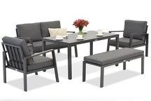 Zakintos Apetito 4 set in alluminio con panca antracite Garden Point