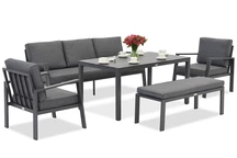 Zakintos Apetito 5 set in alluminio con panca antracite Garden Point