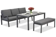 Zakintos Apetito Comfort 3 set in alluminio con panca antracite Garden Point