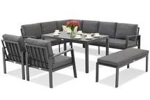 Zakintos Comida 7 set di sedute ad angolo con panca antracite Garden Point