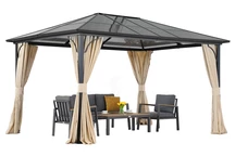 Gazebo moderno da giardino Santiago 3x3,6m con tende Garden Point beige