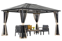 Gazebo moderno da giardino Santiago 3x3,6m con zanzariera Garden Point beige
