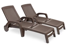 Set di due lettini Bahama Bica in technorattan marrone