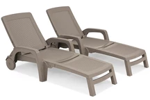 Set di due lettini Bahama Bica cappuccino in technorattan