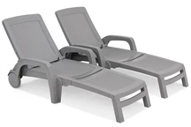 Set di due lettini Bahama Bica in technorattan grigio