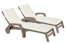 Set di due lettini in technorattan con cuscini Bahama Bica cappuccino